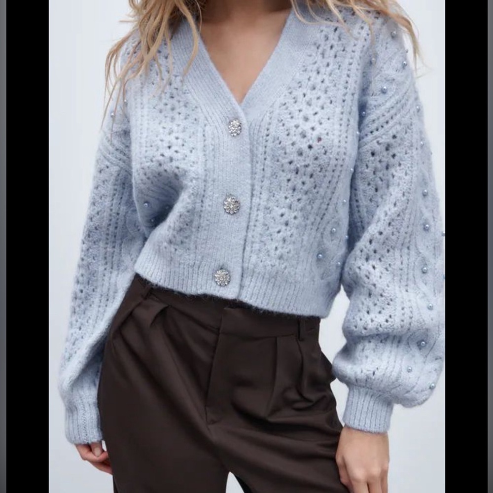 Cardigan pull a perle zara knitwear sweater Pre-owned